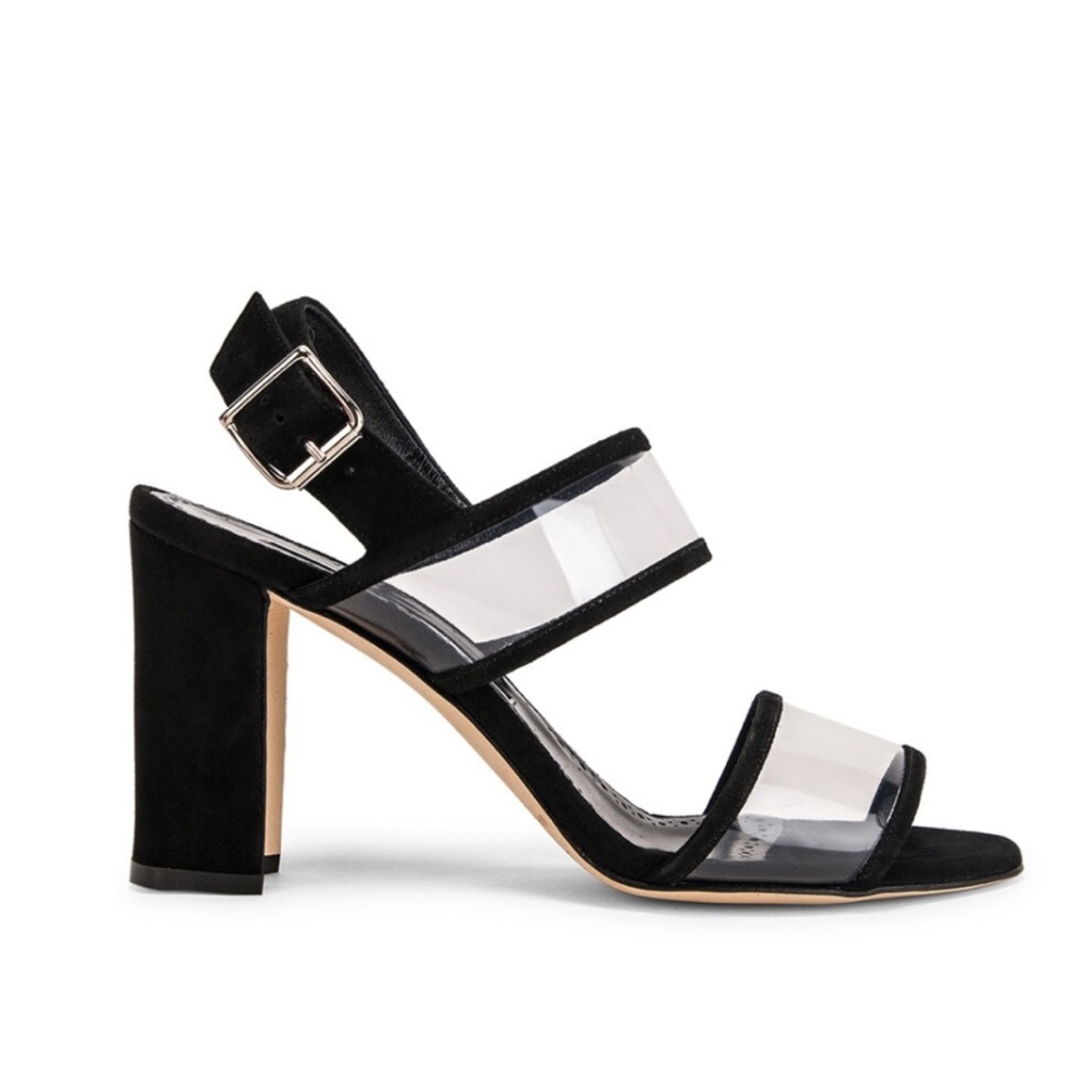 Barely Worn Manolo Blahnik Khan Suede & PVC Sandals - Picture 1 of 14